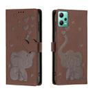 For Redmi Note 12 5G Cartoon Elephant Embossed Leather Phone Case(Brown) - 1