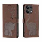 For Redmi Note 13 4G Cartoon Elephant Embossed Leather Phone Case(Brown) - 1