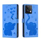 For Redmi Note 13 5G Cartoon Elephant Embossed Leather Phone Case(Blue) - 1