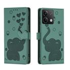 For Redmi Note 13 5G Cartoon Elephant Embossed Leather Phone Case(Green) - 1