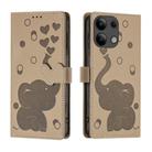 For Redmi Note 13 Pro 4G Cartoon Elephant Embossed Leather Phone Case(Khaki) - 1