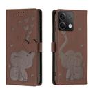 For Redmi Note 13 Pro 5G Cartoon Elephant Embossed Leather Phone Case(Brown) - 1