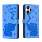 For Redmi Note 13 Pro+ Cartoon Elephant Embossed Leather Phone Case(Blue) - 1