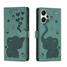 For Redmi Note 13 Pro+ Cartoon Elephant Embossed Leather Phone Case(Green) - 1