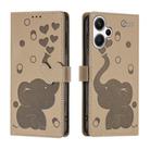 For Redmi Note 13 Pro+ Cartoon Elephant Embossed Leather Phone Case(Khaki) - 1