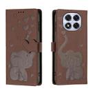For Redmi Note 14 Pro 5G Cartoon Elephant Embossed Leather Phone Case(Brown) - 1