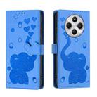 For Redmi 14C 4G Cartoon Elephant Embossed Leather Phone Case(Blue) - 1