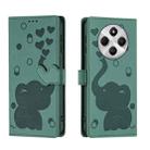 For Redmi 14C 4G Cartoon Elephant Embossed Leather Phone Case(Green) - 1