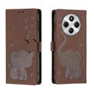 For Redmi 14C 4G Cartoon Elephant Embossed Leather Phone Case(Brown) - 1