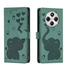 For Redmi A4 5G Cartoon Elephant Embossed Leather Phone Case(Green) - 1