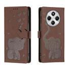 For Redmi A4 5G Cartoon Elephant Embossed Leather Phone Case(Brown) - 1