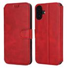 For iPhone 16 Plus Shockproof PU + TPU Leather Phone Case(Red) - 1