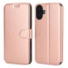 For iPhone 16 Plus Shockproof PU + TPU Leather Phone Case(Rose Gold) - 1