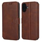 For iPhone 16 Plus Shockproof PU + TPU Leather Phone Case(Brown) - 1