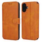 For iPhone 16 Shockproof PU + TPU Leather Phone Case(Light Brown) - 1