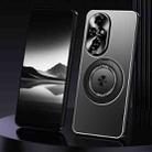 For Honor 200 Rotating Holder Frosted Metal Phone Case(Black) - 1