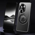 For Honor 300 Pro Rotating Holder Frosted Metal Phone Case(Black) - 1