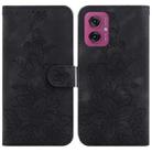 For Motorola Moto G55 Lily Embossed Leather Phone Case(Black) - 1