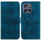 For Motorola Edge 50 Neo 5G Global Lily Embossed Leather Phone Case(Dark Blue) - 1