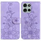 For Motorola Moto G75 5G Lily Embossed Leather Phone Case(Purple) - 1