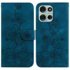 For Motorola Moto G75 5G Lily Embossed Leather Phone Case(Dark Blue) - 1