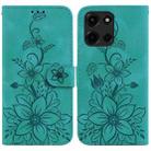 For Motorola Moto G 5G 2025 Lily Embossed Leather Phone Case(Green) - 1