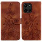 For Motorola Moto G 5G 2025 Lily Embossed Leather Phone Case(Brown) - 1