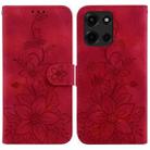 For Motorola Moto G 5G 2025 Lily Embossed Leather Phone Case(Red) - 1