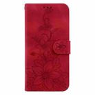 For Motorola Moto G 5G 2025 Lily Embossed Leather Phone Case(Red) - 3