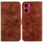 For Motorola Moto G05 / E15 Lily Embossed Leather Phone Case(Brown) - 1