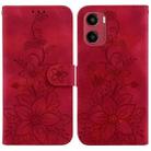 For Motorola Moto G05 / E15 Lily Embossed Leather Phone Case(Red) - 1