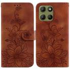 For Motorola Moto G15 Lily Embossed Leather Phone Case(Brown) - 1