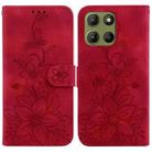 For Motorola Moto G15 Lily Embossed Leather Phone Case(Red) - 1