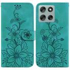 For Motorola Moto G56 5G / G66j 5G / G66y 5G Lily Embossed Leather Phone Case(Green) - 1