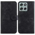 For Motorola Moto G56 5G / G66j 5G / G66y 5G Lily Embossed Leather Phone Case(Black) - 1