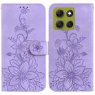 For Motorola Moto G86 5G Lily Embossed Leather Phone Case(Purple) - 1