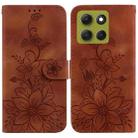 For Motorola Moto G86 5G Lily Embossed Leather Phone Case(Brown) - 1