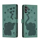 For Samsung Galaxy A16 5G Cartoon Elephant Embossed Leather Phone Case(Green) - 1