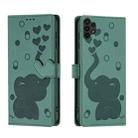 For Samsung Galaxy A32 5G Cartoon Elephant Embossed Leather Phone Case(Green) - 1