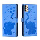 For Samsung Galaxy A33 5G Cartoon Elephant Embossed Leather Phone Case(Blue) - 1