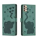 For Samsung Galaxy A33 5G Cartoon Elephant Embossed Leather Phone Case(Green) - 1