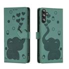 For Samsung Galaxy A35 5G Cartoon Elephant Embossed Leather Phone Case(Green) - 1