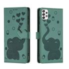 For Samsung Galaxy A52 4G / 5G Cartoon Elephant Embossed Leather Phone Case(Green) - 1