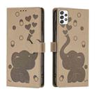 For Samsung Galaxy A52 4G / 5G Cartoon Elephant Embossed Leather Phone Case(Khaki) - 1