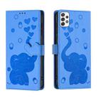 For Samsung Galaxy A53 5G Cartoon Elephant Embossed Leather Phone Case(Blue) - 1