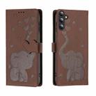 For Samsung Galaxy A56 5G Cartoon Elephant Embossed Leather Phone Case(Brown) - 1