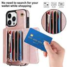 For iPhone 16 Pro Max RFID Card Slot Phone Case with Long Lanyard(Rose Gold) - 2