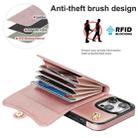 For iPhone 16 Pro Max RFID Card Slot Phone Case with Long Lanyard(Rose Gold) - 3