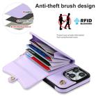 For iPhone 16 Pro Max RFID Card Slot Phone Case with Long Lanyard(Purple) - 3