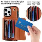 For iPhone 16 Pro Max RFID Card Slot Phone Case with Long Lanyard(Brown) - 2